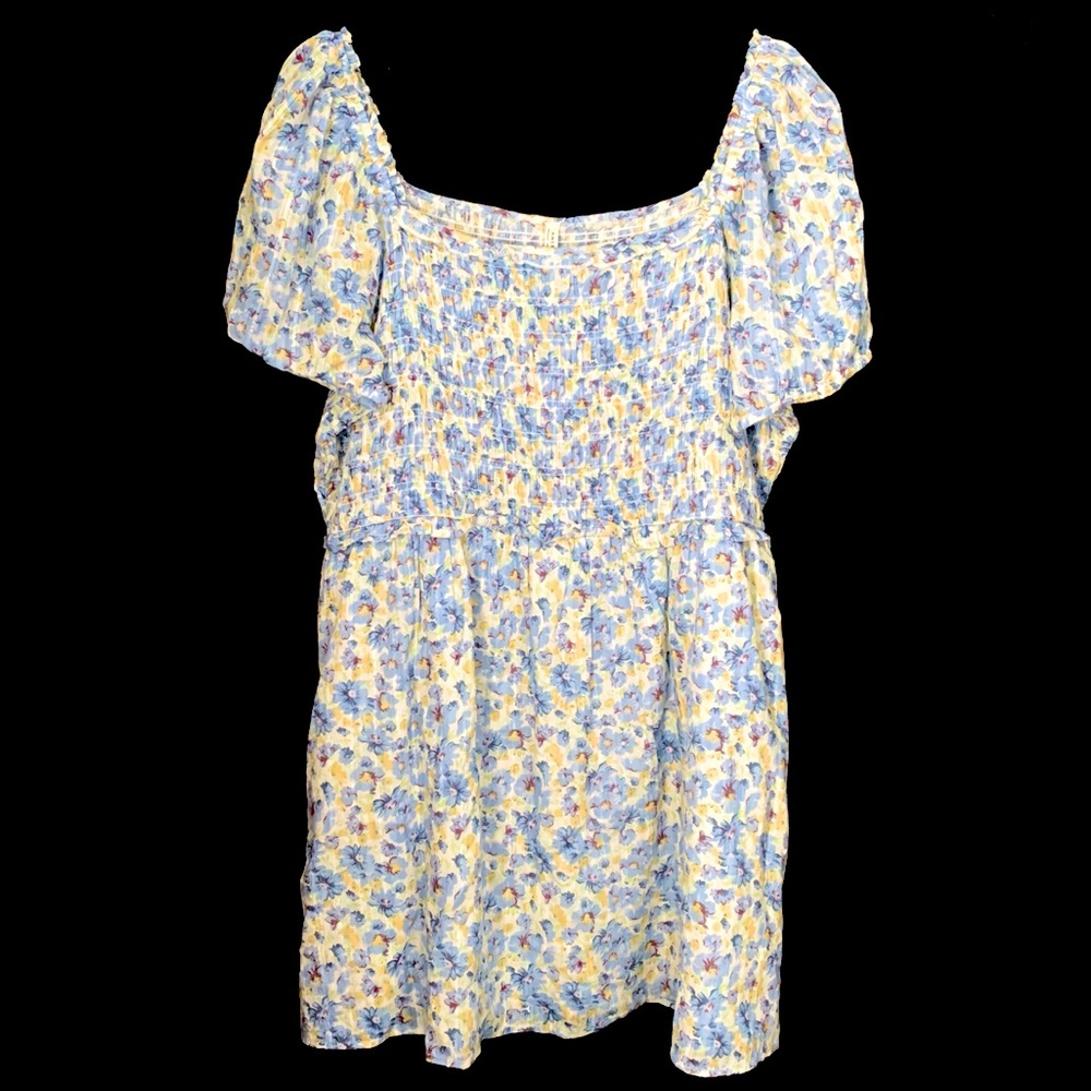 American Eagle Outfitters 100% Cotton Floral Print Smocked Tunic